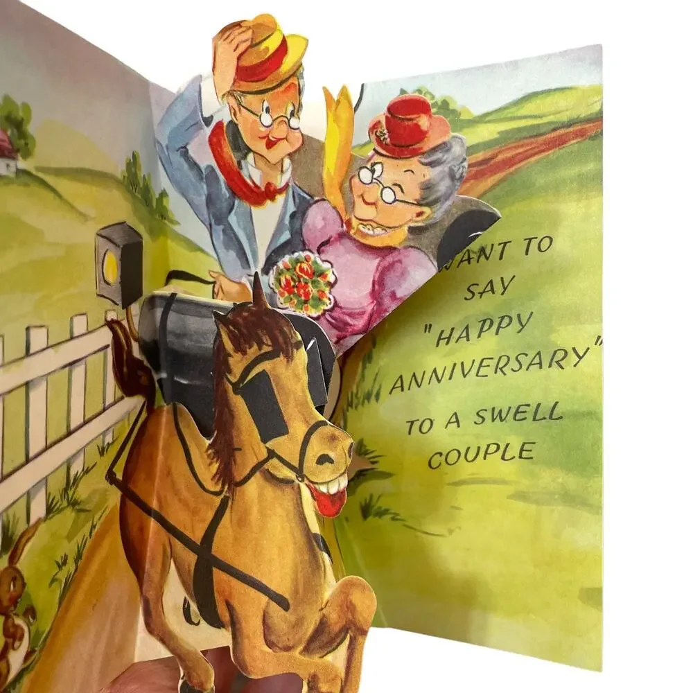 Vintage Pop Up Anniversary Card Unsigned Fun Parade USA Ephemera Greeting READ